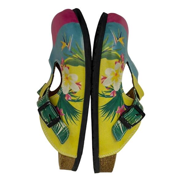 Calceo Comfort Clogs Sz 38(US 7.5–8)Hand Painted Floral Mary Jane Slip On Shoes - Picture 6 of 8